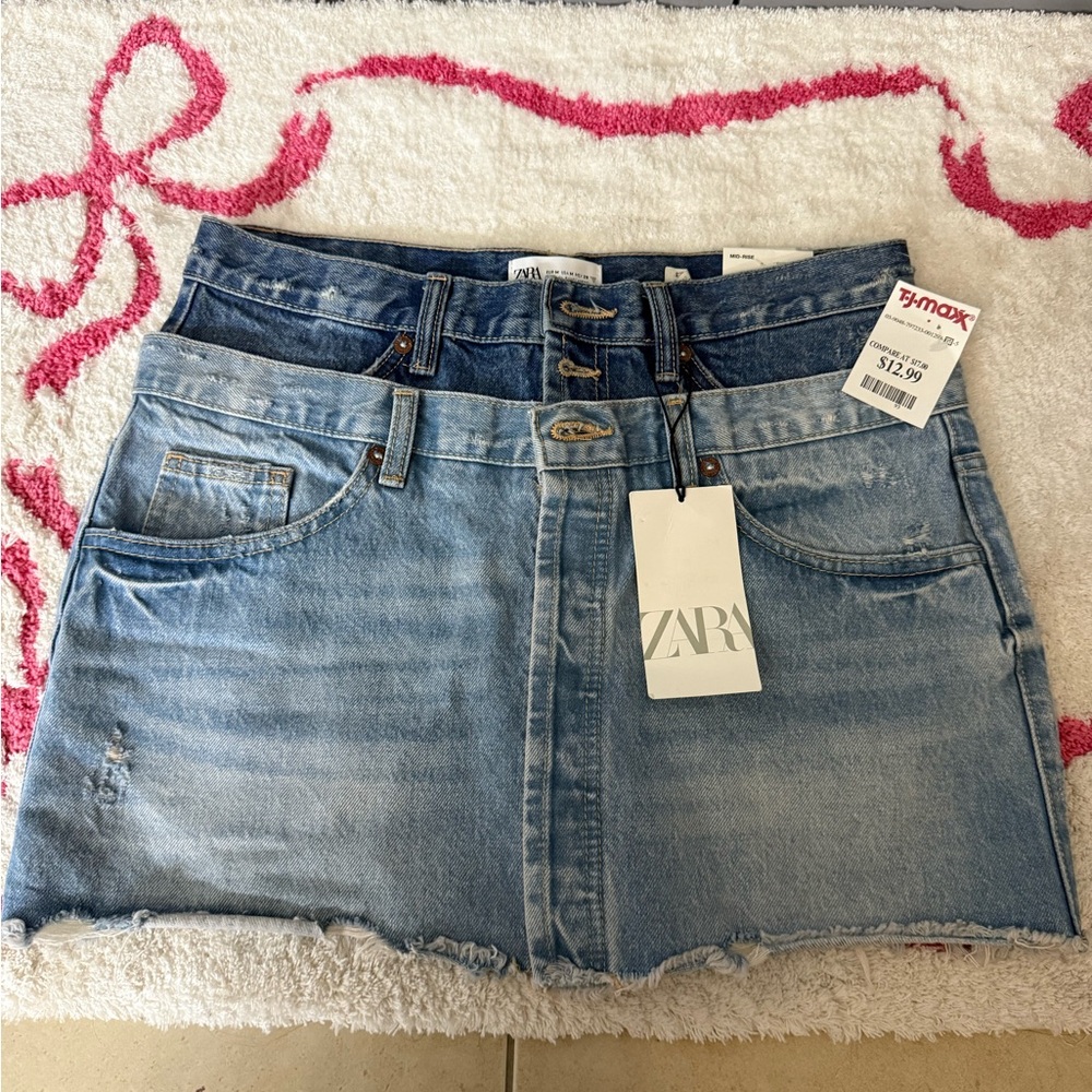 Zara Blue Mini Skirt Casual Chic